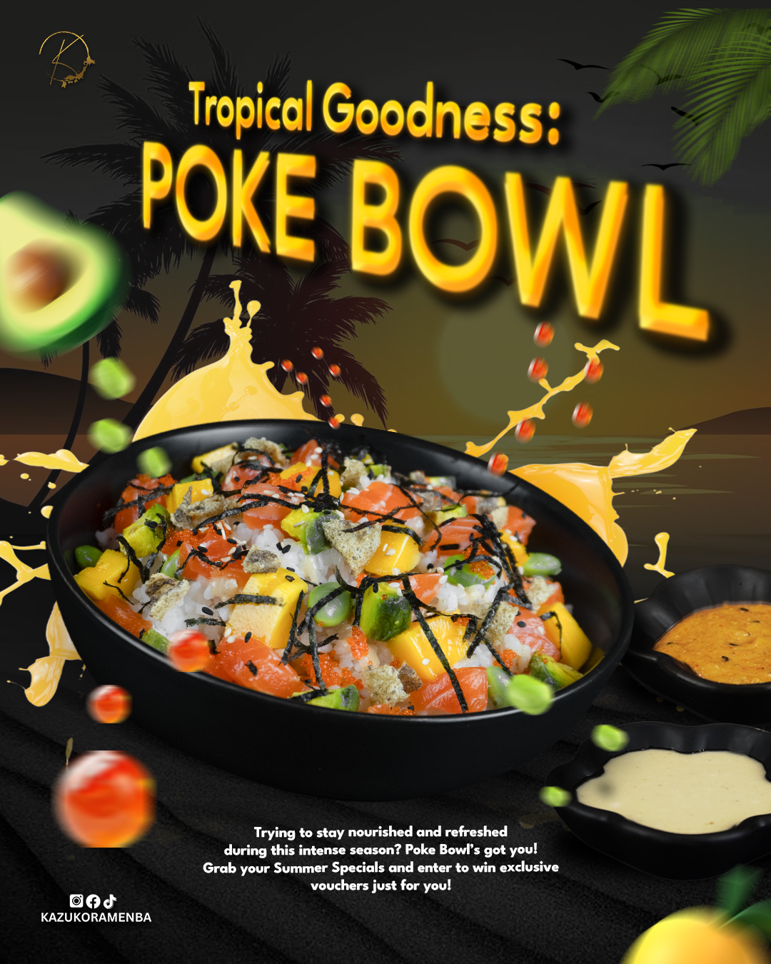 Restaurant creative for a colorful poke bowl