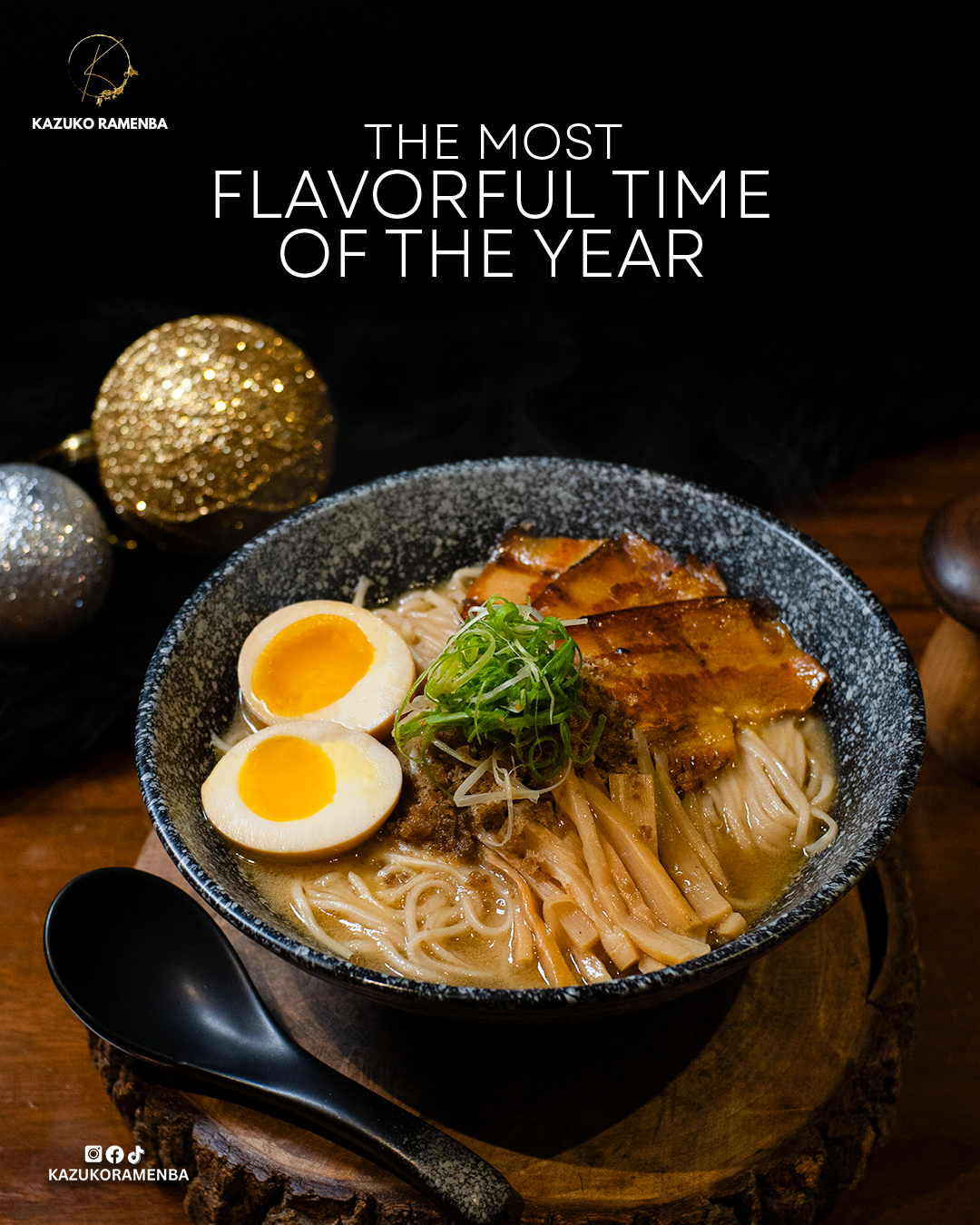 Kuro Ramen bowl with noodles, eggs, and vegetables