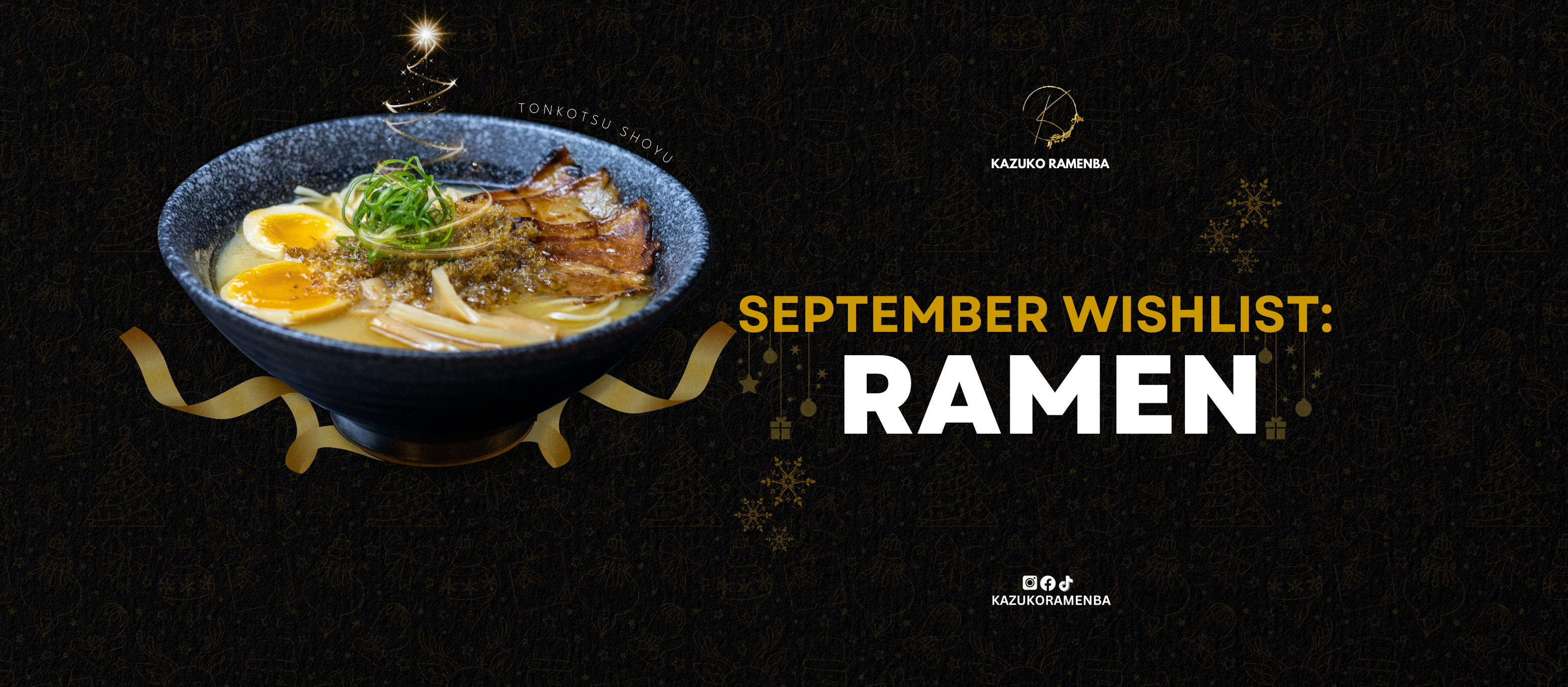 September ramen campaign with a bowl of noodles