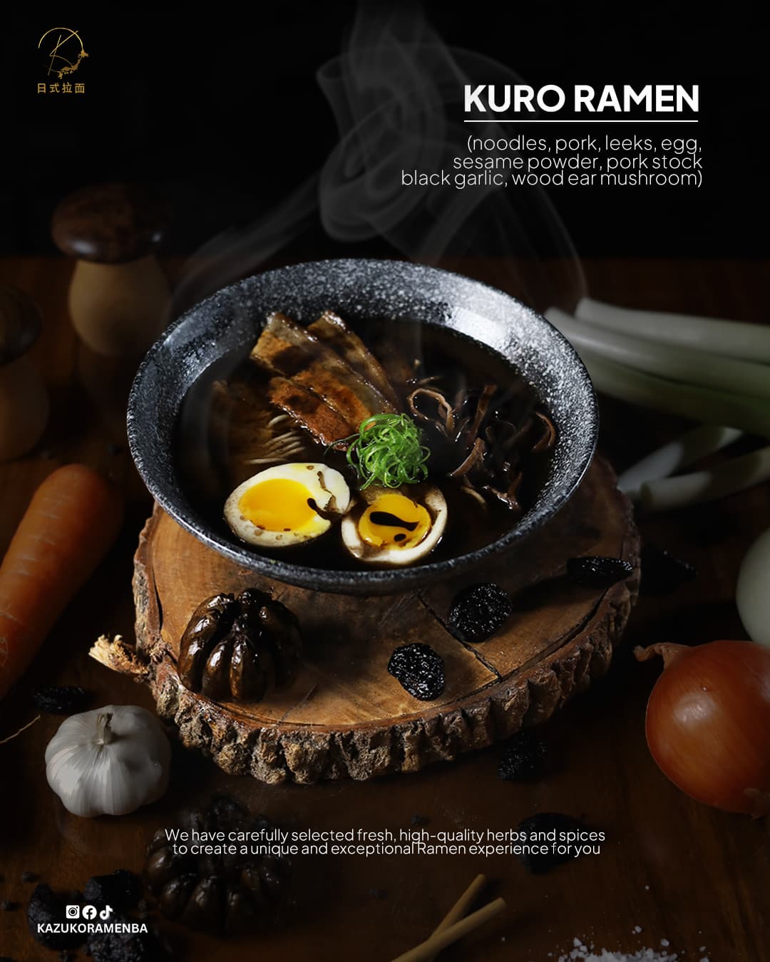 Kuro Ramen bowl on a dark background