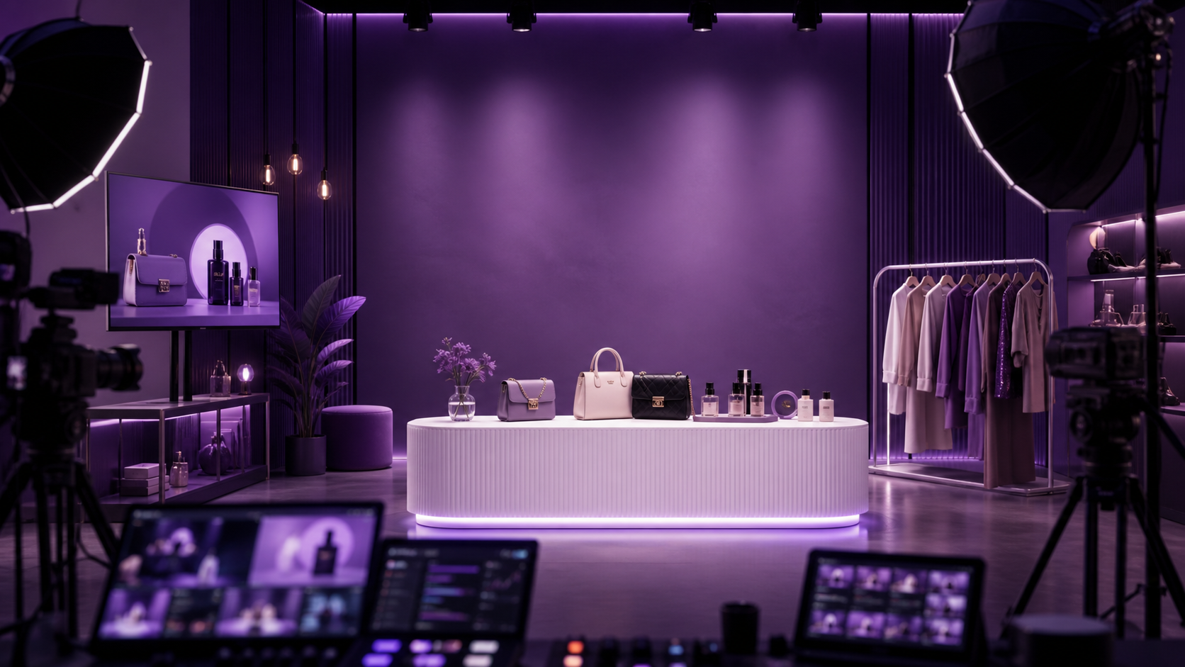 Live-commerce studio set ready for a TikTok Shop broadcast