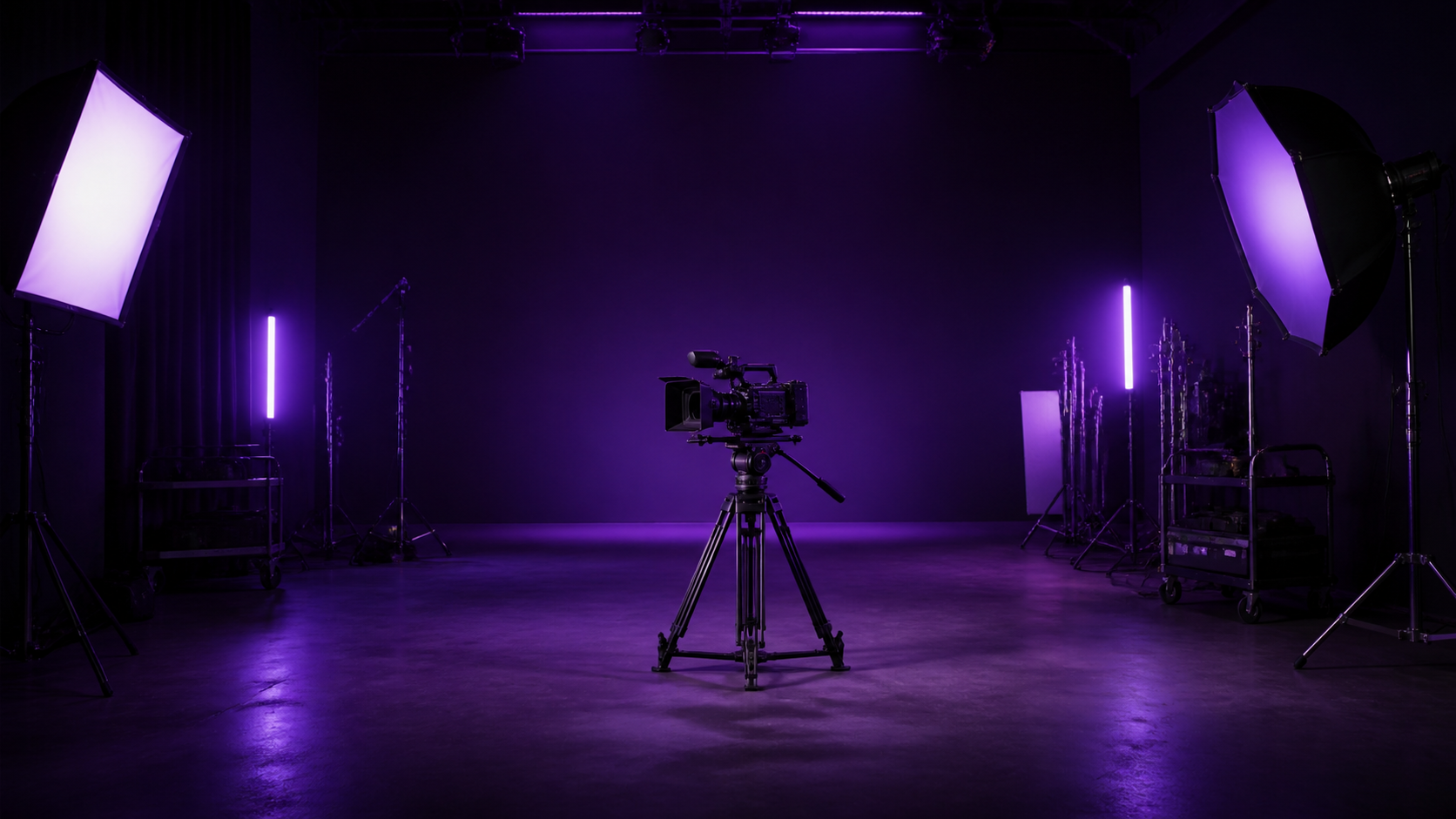 Cinema camera in a Blue Star video production studio
